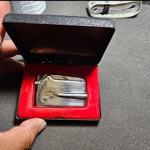 Vintage Ronson Premiere Silver Tone Gold Accent Adonis Varaflame Lighter In Case